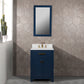 Madison 24-Inch Single Sink Carrara White Marble Vanity In Monarch Blue set