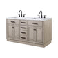 60 In. Double Sink Marble Countertop Vanity, Oak with Faucets and Mirrors, Chestnut  collection