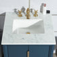 Elizabeth 24-Inch Single Sink Carrara White Marble Vanity In Monarch Blue set
