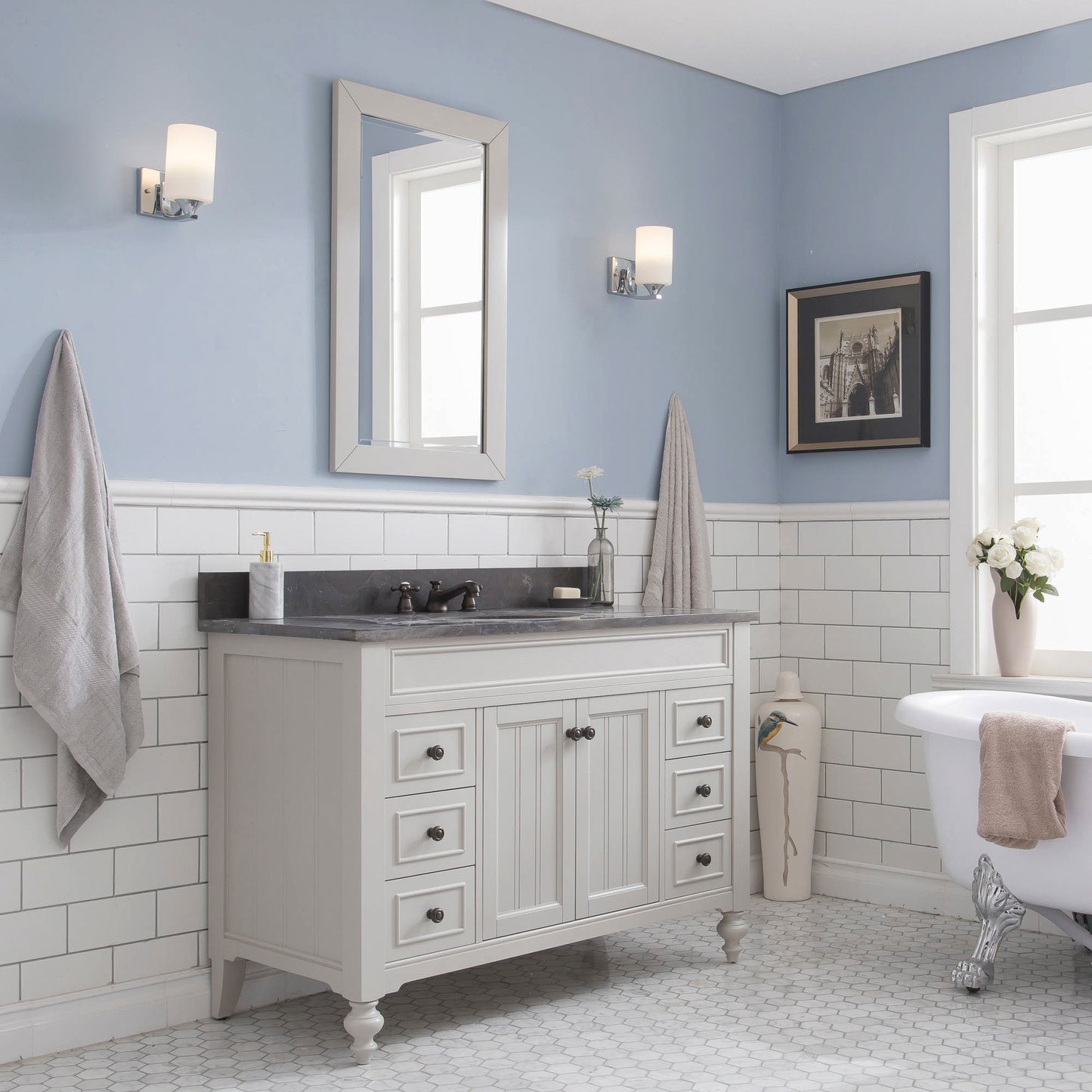 48 Inch Earl Grey Single Sink Bathroom Vanity set. Potenza Collection