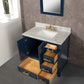Madison 36-Inch Single Sink Carrara White Marble Vanity In Monarch Blue set