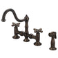 Bridge Style Kitchen Faucet with Side Spray.
