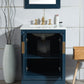 Elizabeth 24-Inch Single Sink Carrara White Marble Vanity In Monarch Blue set