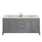 Queen 72-Inch Double Sink Quartz Carrara Vanity In Cashmere Grey set