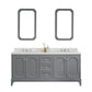 Queen 72-Inch Double Sink Quartz Carrara Vanity In Cashmere Grey set