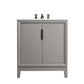 Elizabeth 30-Inch Single Sink Carrara White Marble Vanity In Cashmere Grey set