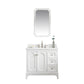Queen 36-Inch Single Sink Quartz Carrara Vanity In Pure White set