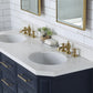 Palace 60 In. Double Sink White Quartz Countertop Vanity in Monarch Blue set