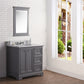 36 Inch Single Sink Carrara Marble Bathroom Vanity set. The Derby Collection