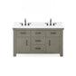 60 Inch Grizzle Grey Double Sink Bathroom Vanity set With Carrara White Marble Counter Top. ABERDEEN Collection