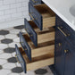 Palace 60 In. Double Sink White Quartz Countertop Vanity in Monarch Blue set