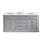 72" Palace Collection Quartz Carrara Bathroom Vanity Set, Mirror in Polished Nickel (PVD) Finish