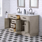 60 In. Double Sink Marble Countertop Vanity, Oak with Faucets and Mirrors, Chestnut  collection
