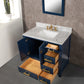 Madison 36-Inch Single Sink Carrara White Marble Vanity In Monarch Blue set