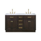 60 In. Double Sink Marble Countertop Vanity, Oak with Faucets and Mirrors, Chestnut  collection