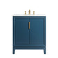 Elizabeth 30-Inch Single Sink Carrara White Marble Vanity In Monarch Blue set