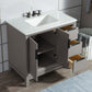 Elizabeth 36-Inch Single Sink Carrara White Marble Vanity In Cashmere Grey set