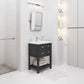 24 Inch MDF Single Bowl Ceramics Top Vanity with U shape Drawer. VIOLA Collection