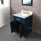 Madison 24-Inch Single Sink Carrara White Marble Vanity In Monarch Blue set