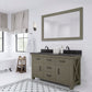 60 Inch Grizzle Grey Double Sink Bathroom Vanity sets With Blue Limestone Counter. ABERDEEN Collection