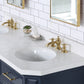 Palace 72 In. Double Sink White Quartz Countertop Vanity in Monarch Blue set