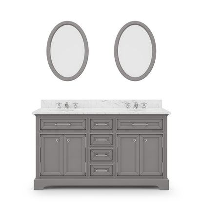 60 Inch Double Sink Bathroom Vanity, Mirrors And Faucets, Derby Collection