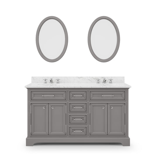 60 Inch Double Sink Bathroom Vanity, Mirrors And Faucets, Derby Collection