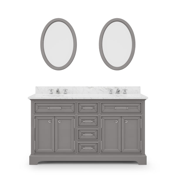 60 Inch Double Sink Bathroom Vanity, Mirrors And Faucets, Derby Collection