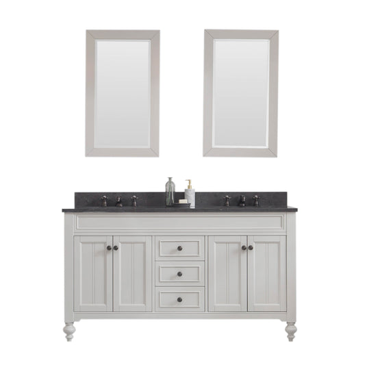 60 Inch Earl Grey Double Sink Bathroom Vanity set. Potenza Collection