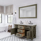 60 Inch Grizzle Grey Double Sink Bathroom Vanity set With Carrara White Marble Counter Top. ABERDEEN Collection