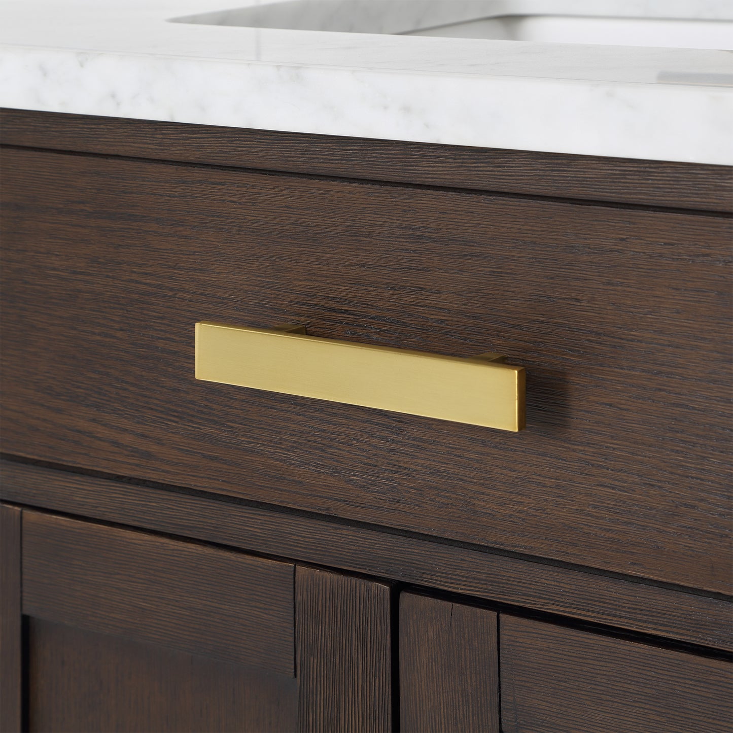 48 In. Single Sink Marble Countertop Vanity Oak with Faucet and Mirror, Chestnut collection