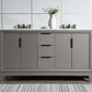 Elizabeth 60-Inch Double Sink Carrara White Marble Vanity In Cashmere Grey set