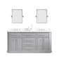 72" Palace Collection Quartz Carrara Multi Color Bathroom Vanity Sets