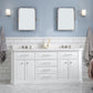 72" Palace Collection Quartz Carrara Bathroom Vanity Set, Mirror in Polished Nickel (PVD) Finish