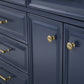 Palace 72 In. Double Sink White Quartz Countertop Vanity in Monarch Blue set
